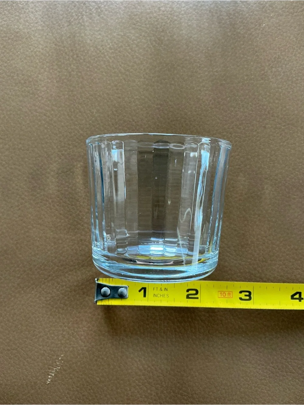 Clear Ribbed Glass Candle Holders - Set of 6